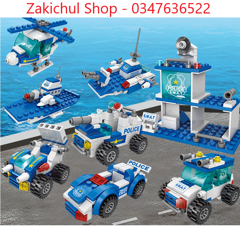 BỘ ĐỒ CHƠI LẮP GHÉP XẾP HÌNH XE CẢNH SÁT, XE OTO SWAT, ĐỒ CHƠI MÁY BAY, MÔ HÌNH ROBOT