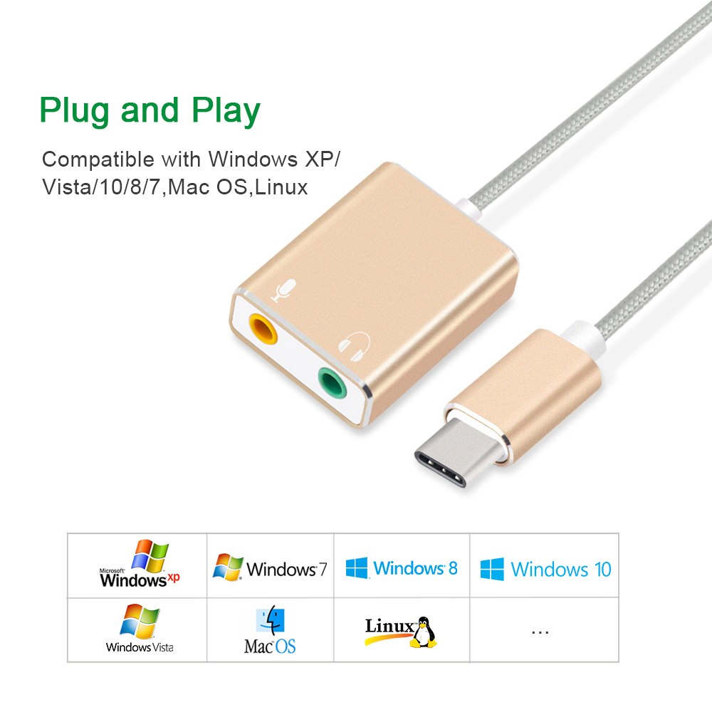 SOAIY Dây chia mic và loa từ cổng Type C âm thanh 3D - Hàng Nhập Khẩu