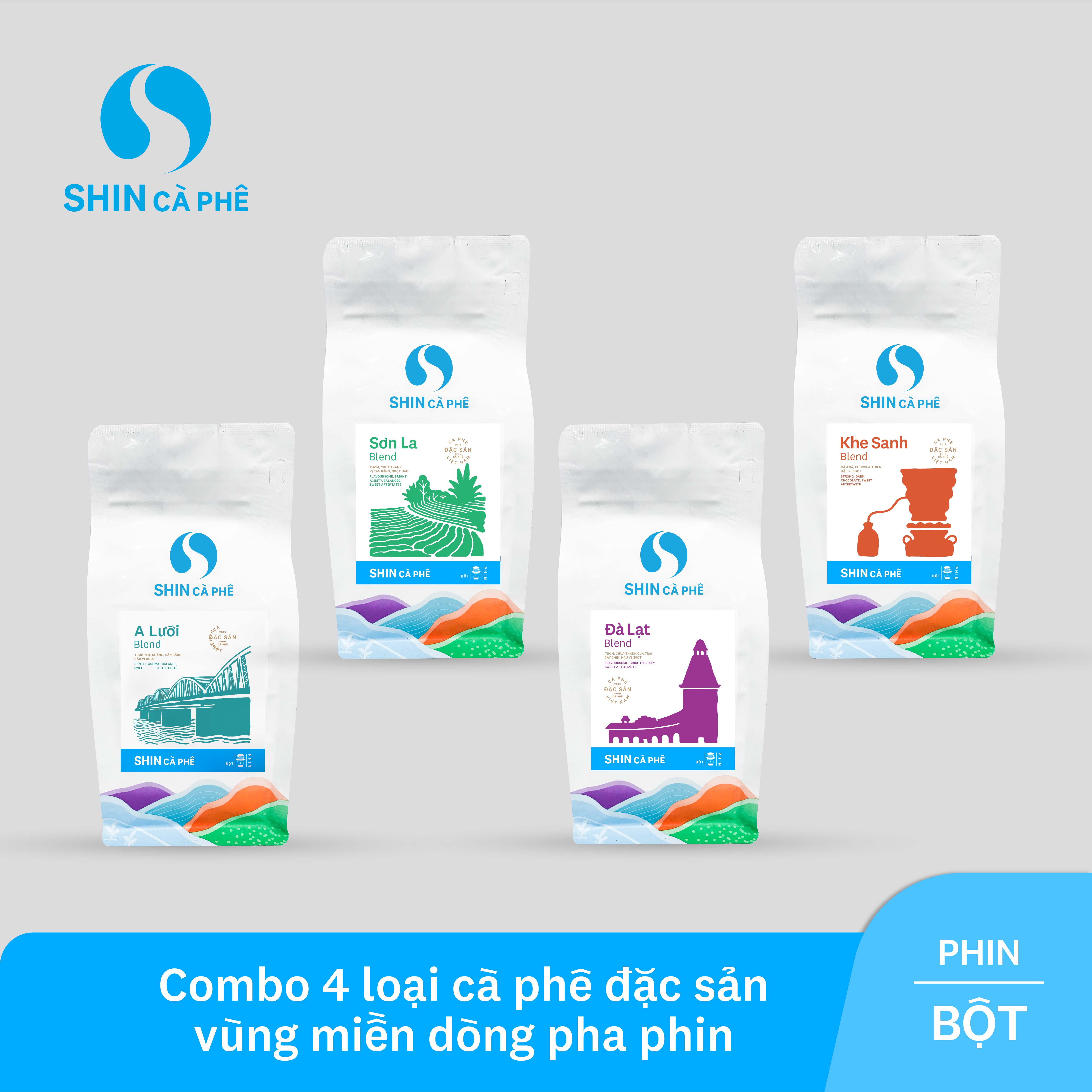 Combo tiết kiệm - 4 túi cà phê đặc sản pha phin SHIN Cà Phê