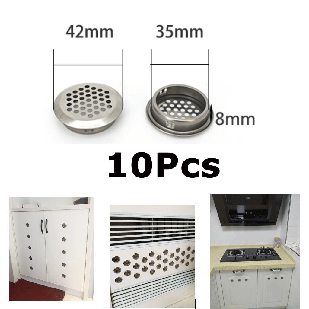 2X Cabinet Air Vents Cover Stainless Steel Round Vent Mesh Hole Louver 35mm