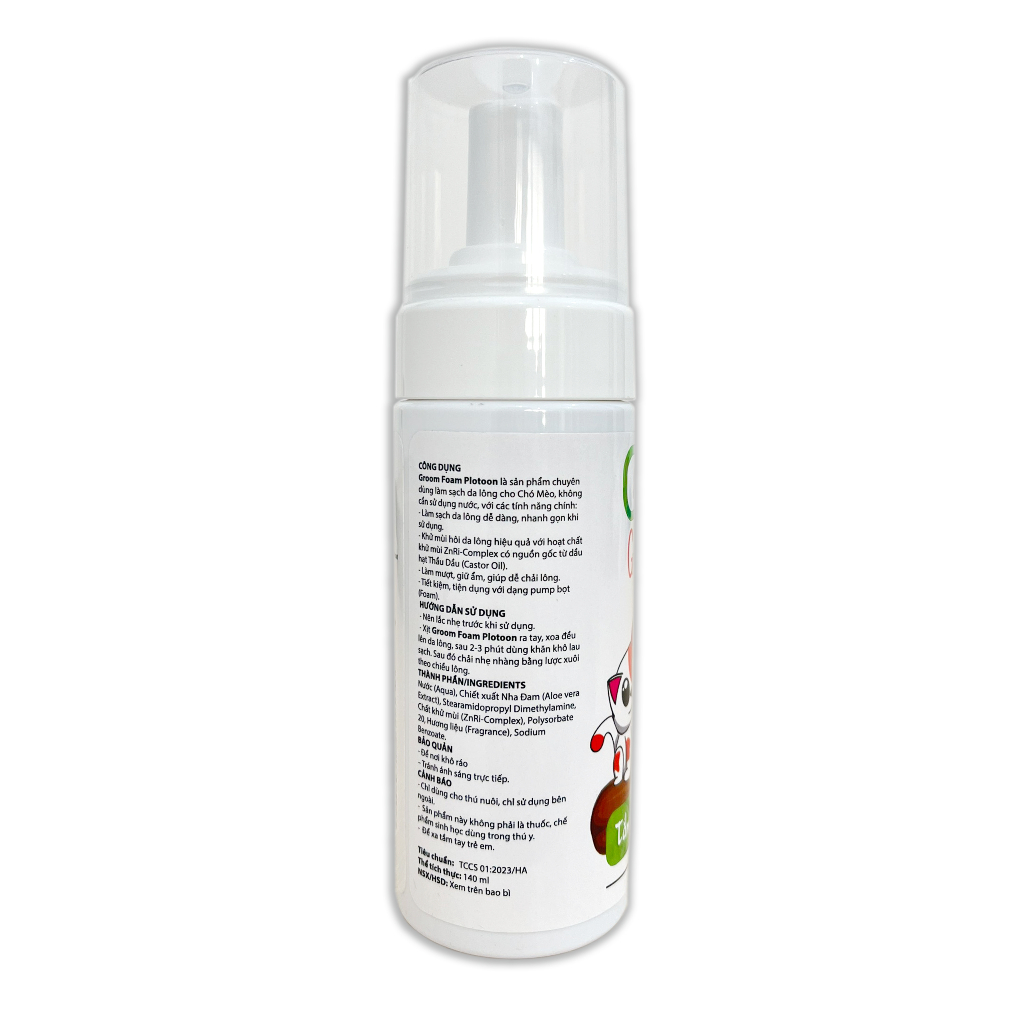 Sữa tắm khô dạng bọt Groom Foam Plotoon cho chó mèo (chai 140ml)