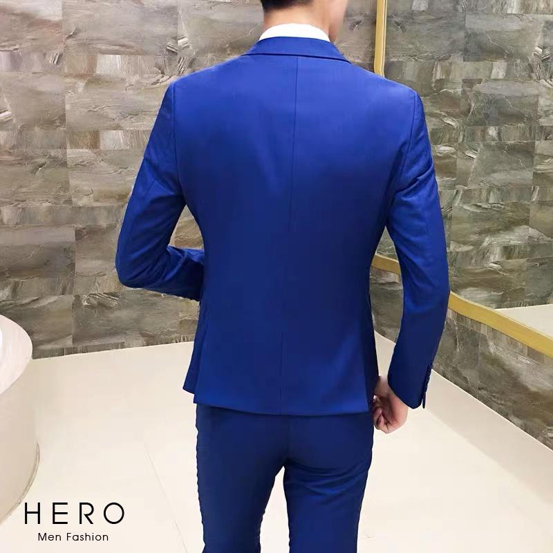 Bộ Vest Nam Cao Cấp 1 Cúc màu Xanh Cô Ban