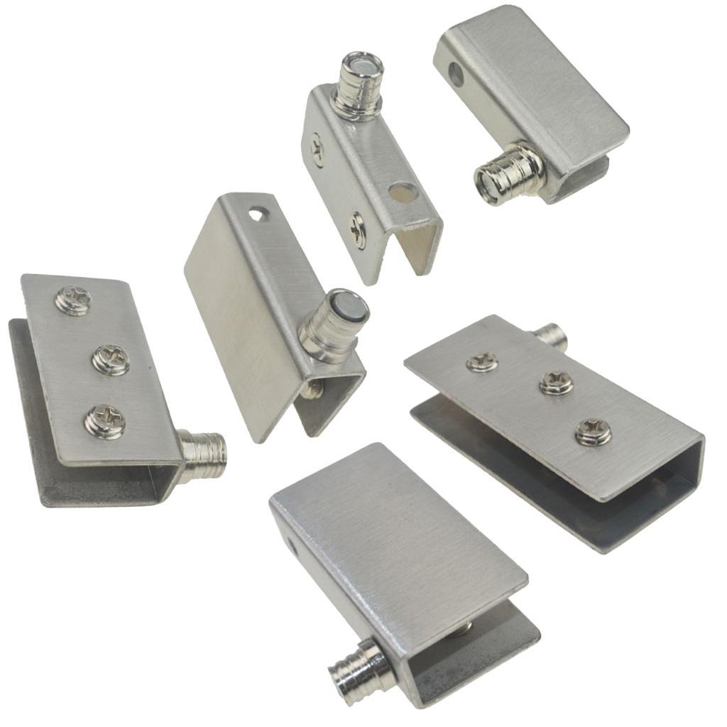 2-20pack 2PCS Stainless Steel Door Glass Pivot Clamps Cabinet Door Hinge S