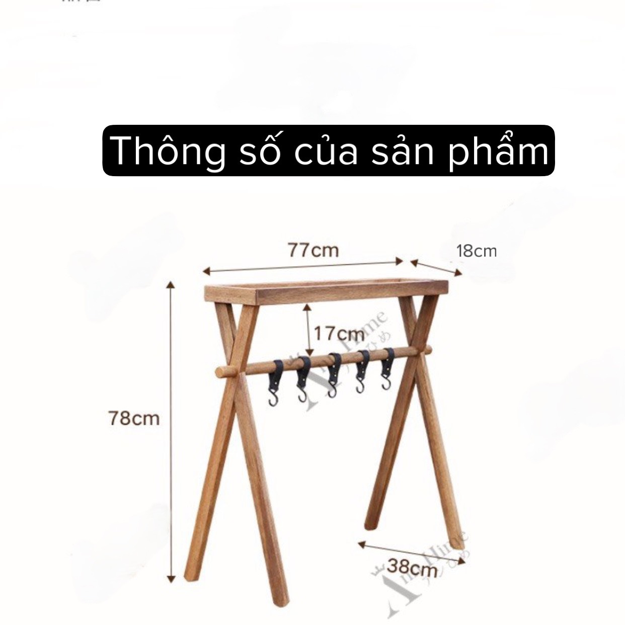 Giá Treo Đồ Cắm Trại Picnic Giã Ngoại Gỗ Thông Gấp Gọn Đa Dụng