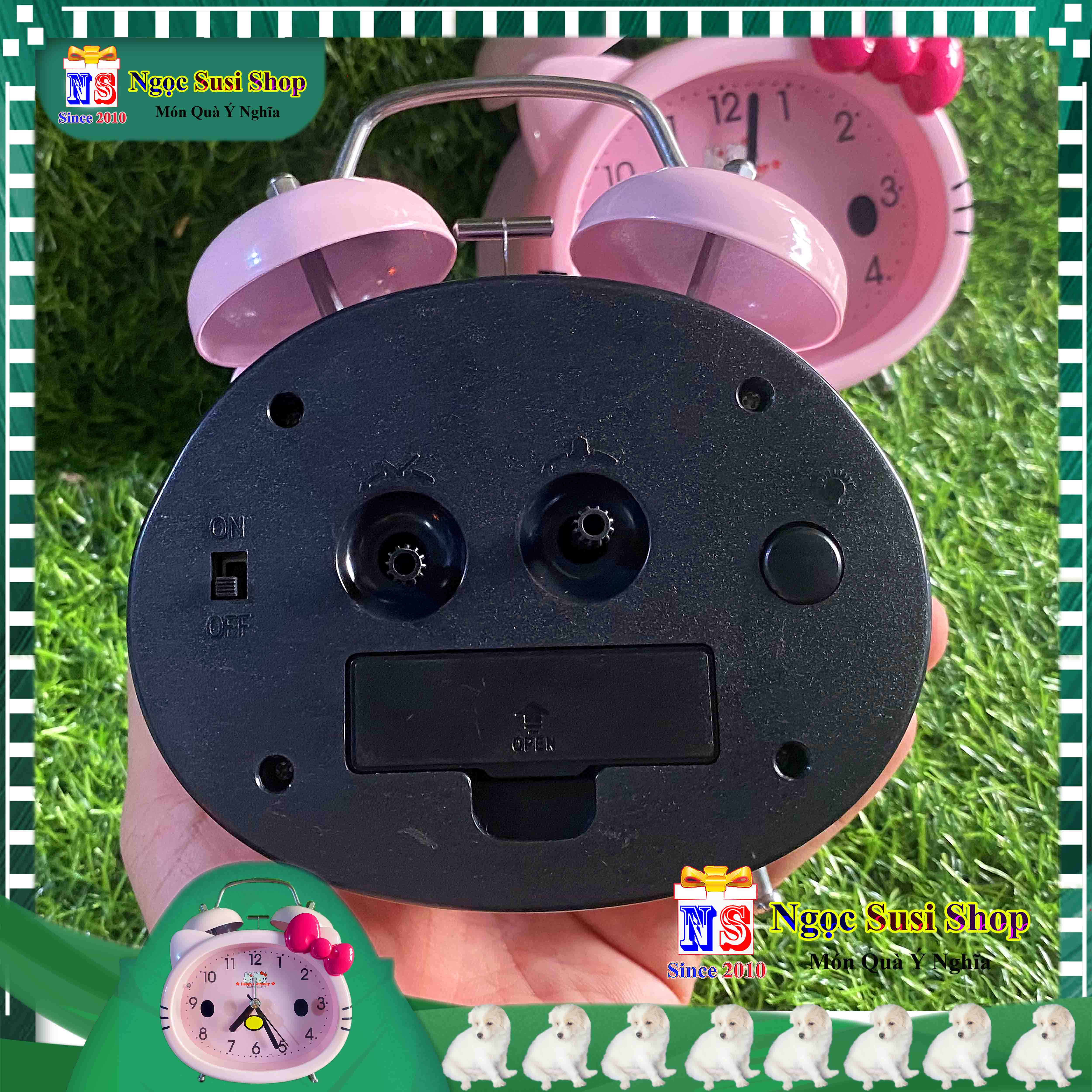 ĐỒNG HỒ MÈO HELLO KITTY CHUÔNG SIZE LỚN SIÊU ĐẸP RẤT SANG TRỌNG - DÙNG ĐỂ BÁO THỨC ĐỂ BÀN