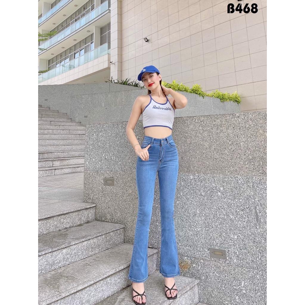 Quần Jeans Nữ Ống Loe Dài Màu Nhạt