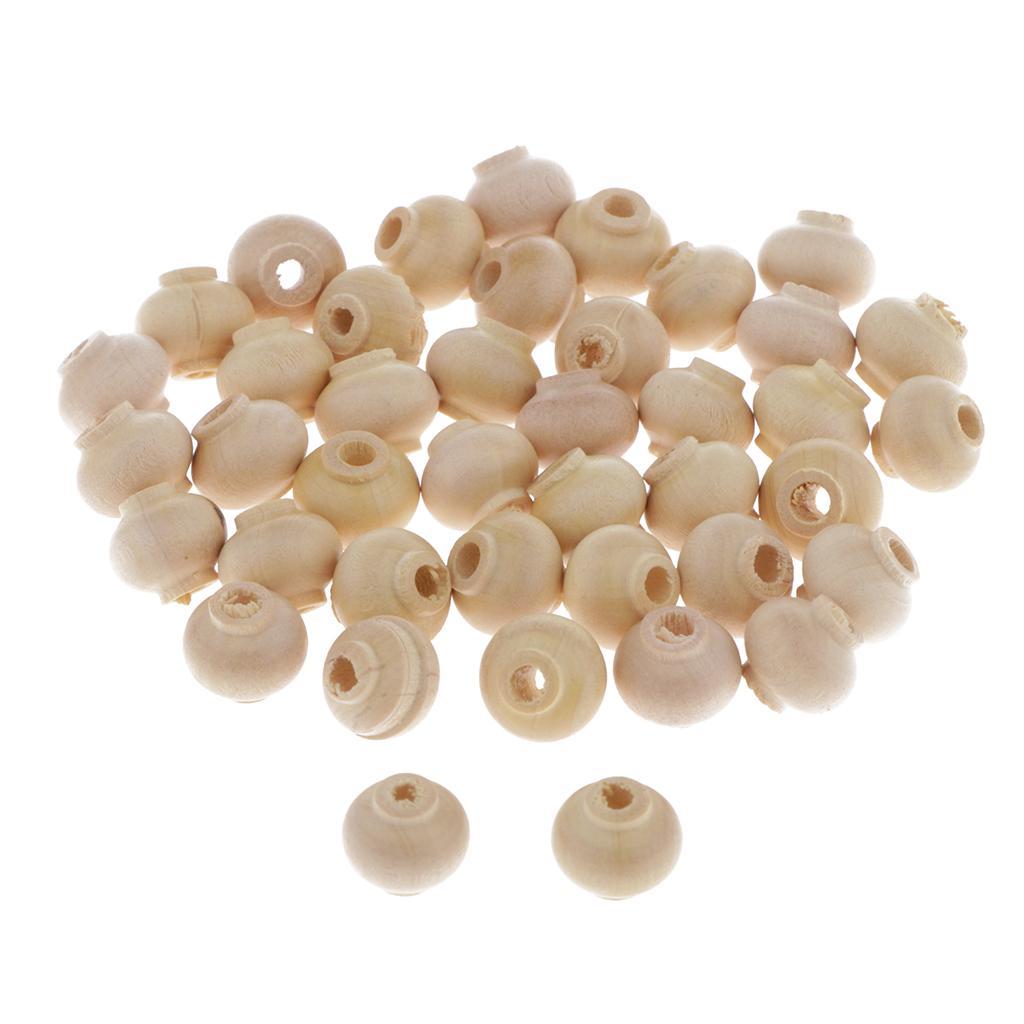 40Pcs Lantern Shape Wooden Beads for Jewelry Making, Macrame Supplies Beads, Wood Loose Beads for Bracelets & Necklace Projects