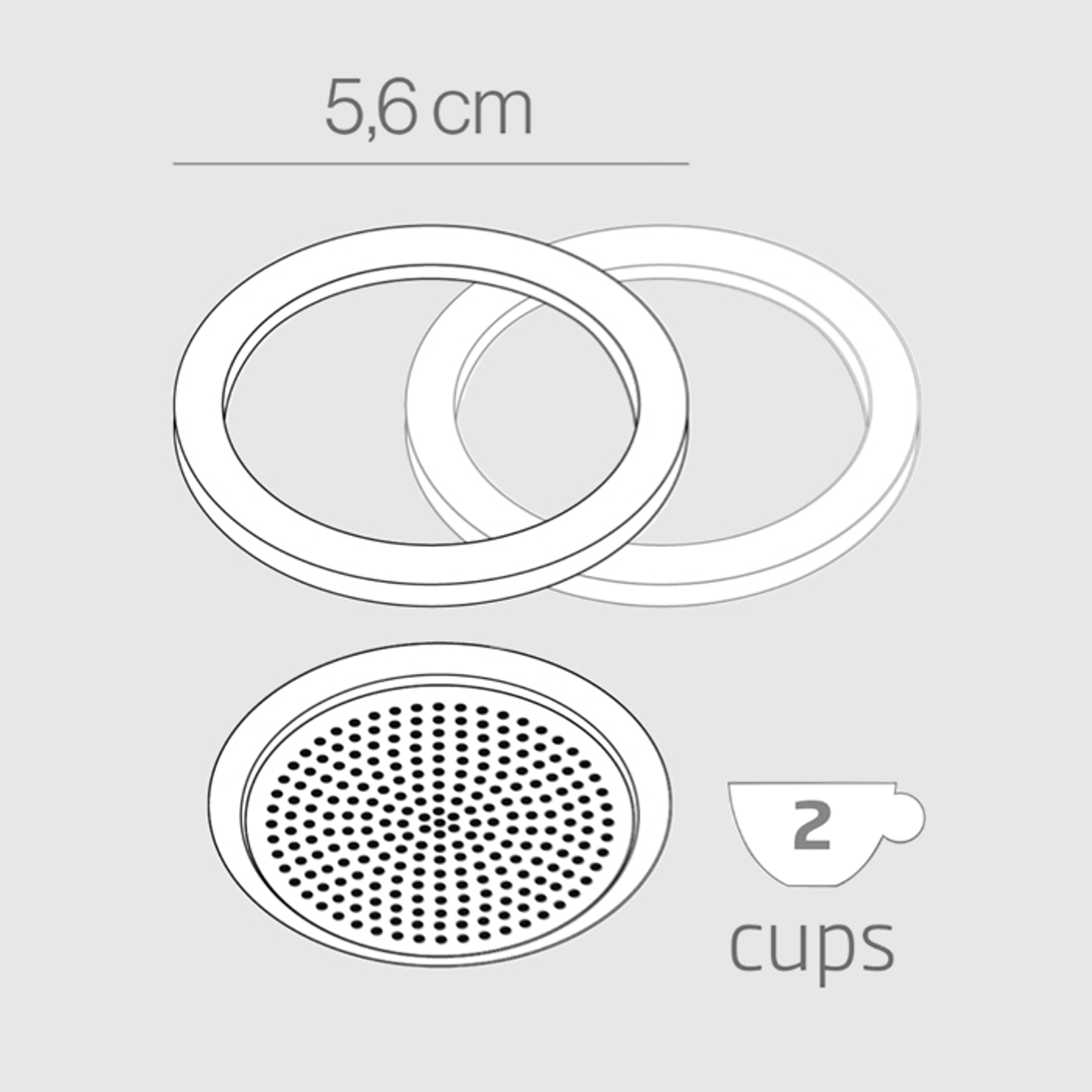 Bộ Lưới Lọc và Ron Thay Thế Cho Ấm Pha Cà Phê Moka Pedrini và Bialetti - 2 cup /3 cup / 6 cup