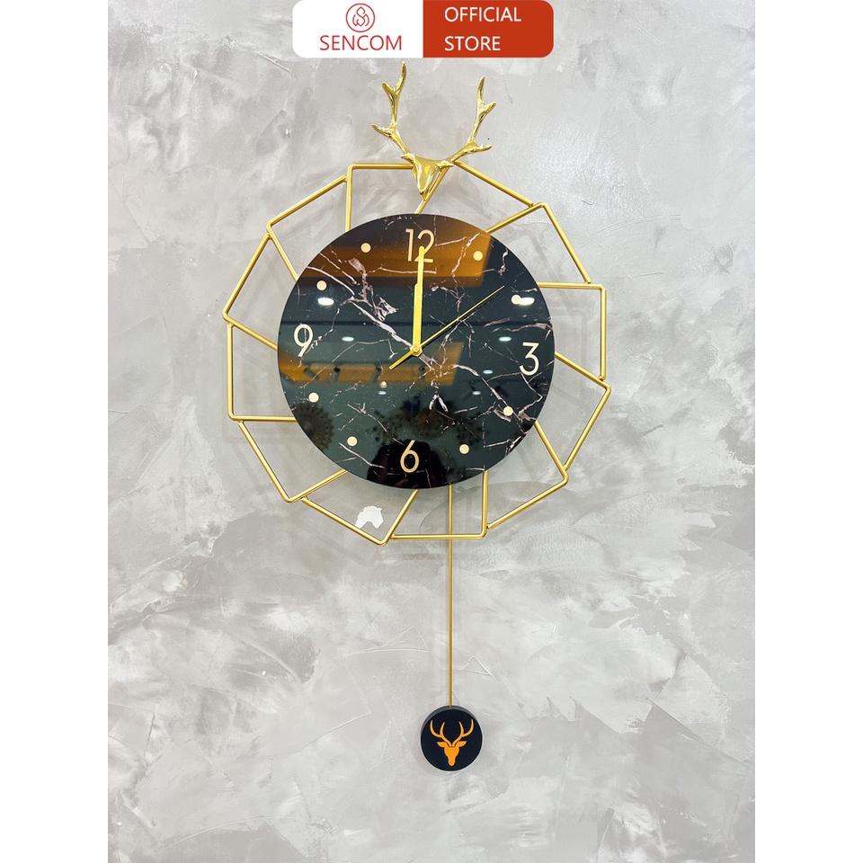 Đồng hồ treo tường phòng khách độc đáo SENCOM, đồng hồ trang trí decor phong cách Bắc Âu - JT2072A-38