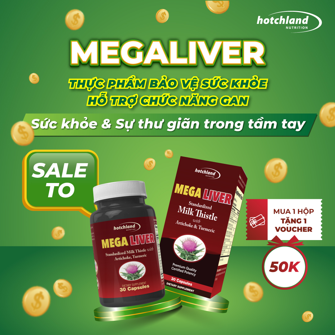 Viên uống hỗ trợ giải độc, hạ men gan, gan nhiễm mỡ, giải độc gan hiệu quả Hotchland Mega Liver TPBVSK-Hàng chính hãng -HL0122