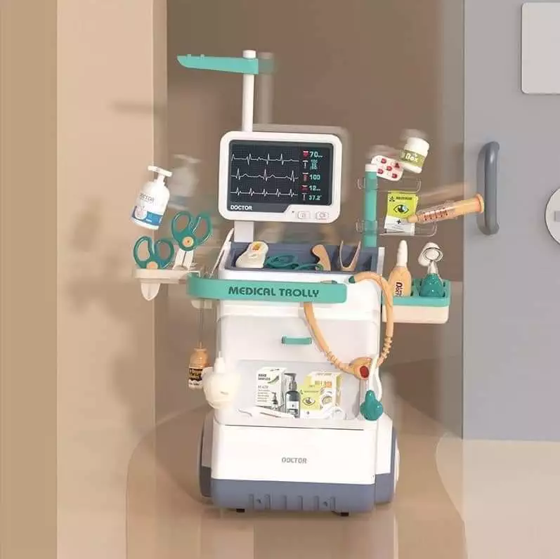 Đồ Chơi Bác Sĩ Cao Cấp, Đồ Chơi Đóng Vai Bác Sĩ Có Kệ  Đẩy Khám Bệnh Di Động