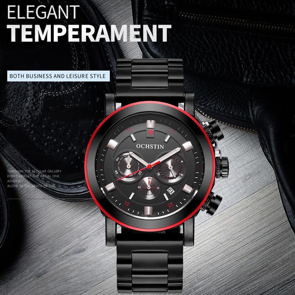 Đồng hộ nam thời trang OCHSTIN Thép không gỉ Chronograph Chống nước Phong cách thể thao + Hộp - Đỏ