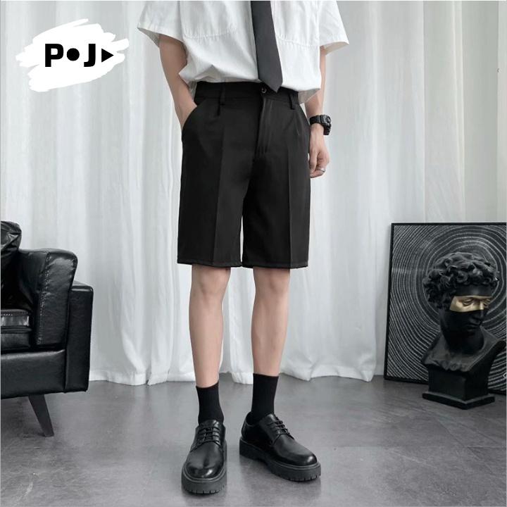 Quần short nam dáng âu chất tuyết mưa cạp chun co giãn, quần ngố nam dáng sooc ống suông phong cách Hàn Quốc 6069