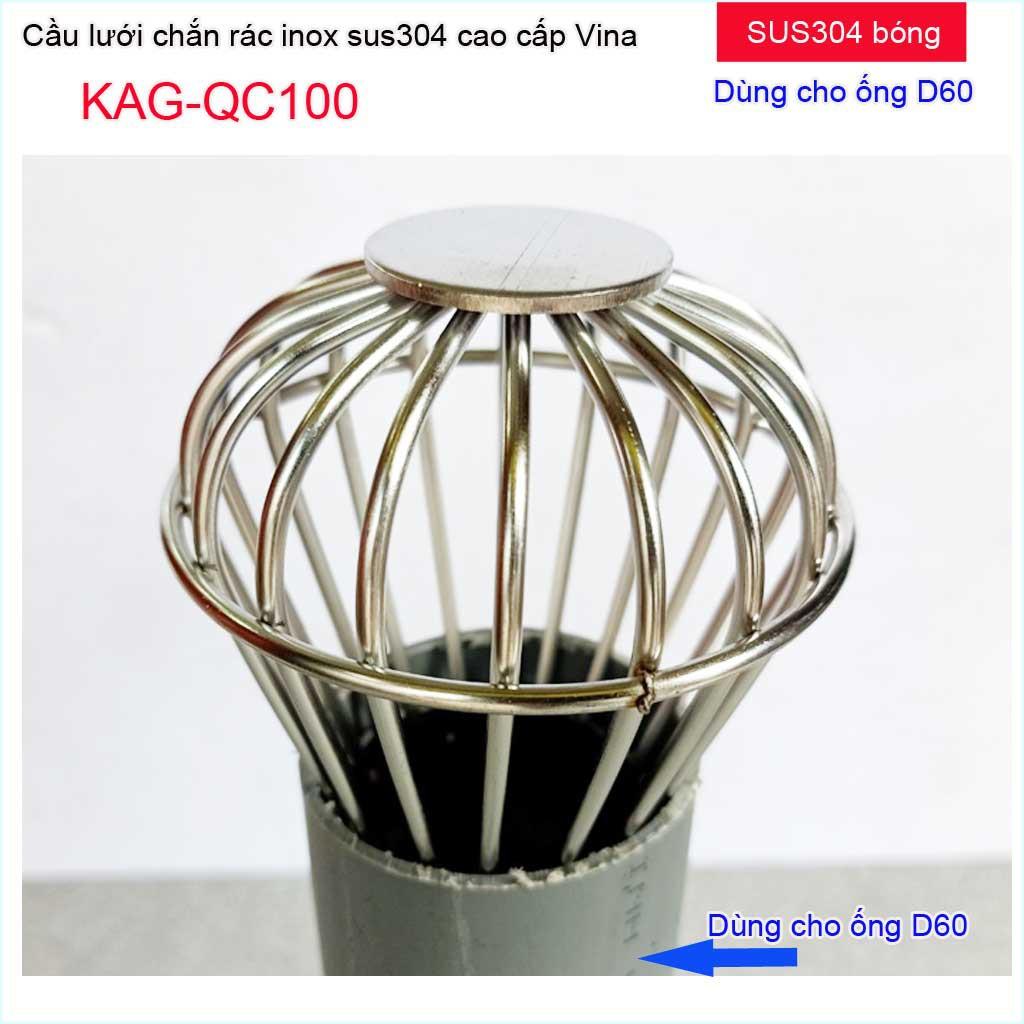 Cầu lưới D60-90 Inox 304 dày , cầu chặn rác thoát nước mưa D60-90 KAG-QC100 thoát nhanh