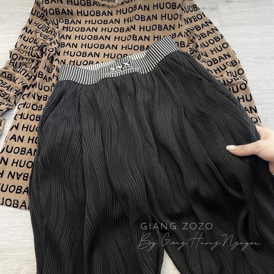 ẢNH THẬT Quần Baggy nữ chất nhăn lạnh vân sóng độc lạ Mẫu mới 2021