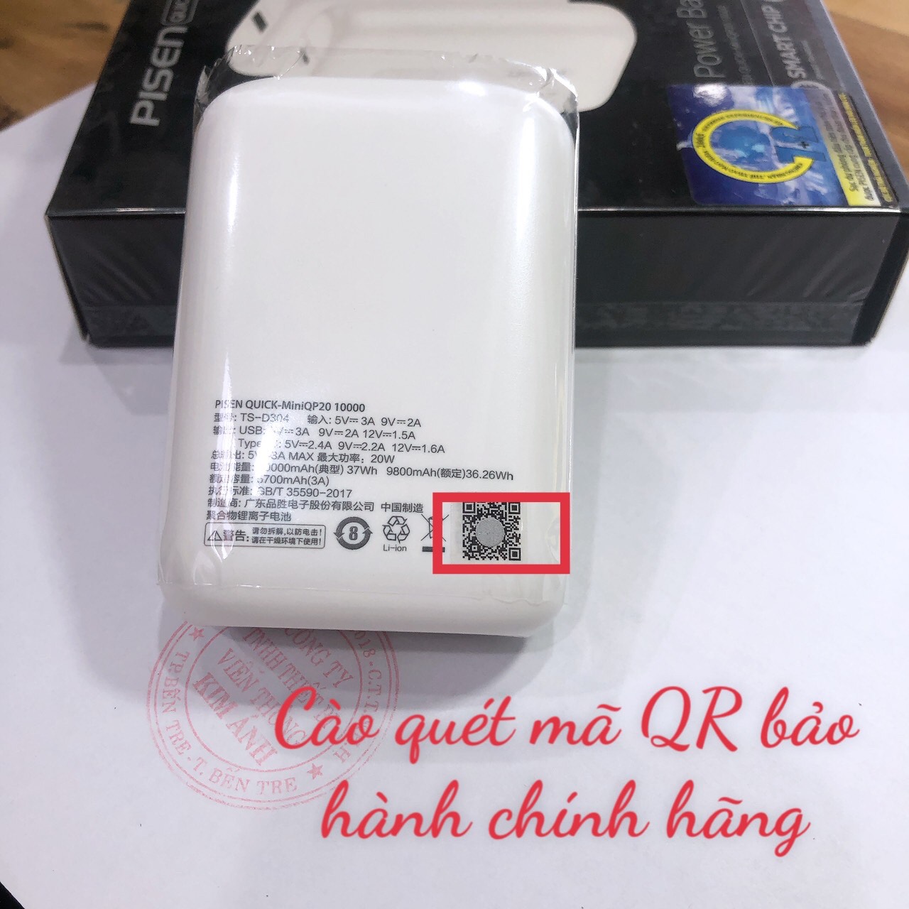 Sạc dự phòng Pisen Quick Mini QP20 10000mAh , công suất 20w, nhỏ gọn, Hàng chính hãng bảo hành 24 tháng