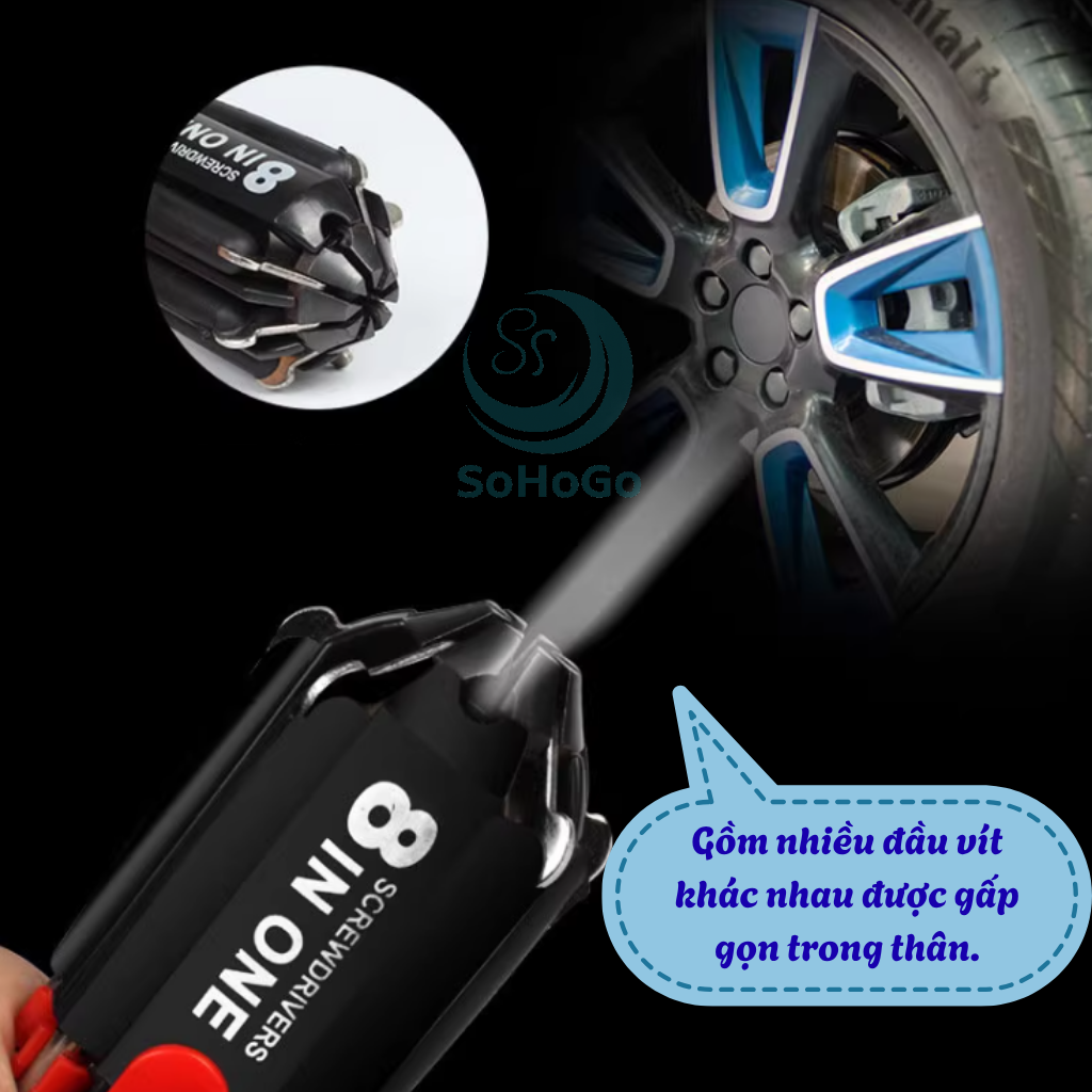 Bộ Tô Vít Cứu Hộ Đa Năng – Đèn Pin, Búa Cứu Hộ, Dao Cắt – Dụng Cụ Cứu Hộ Xe &amp; Sửa Chữa