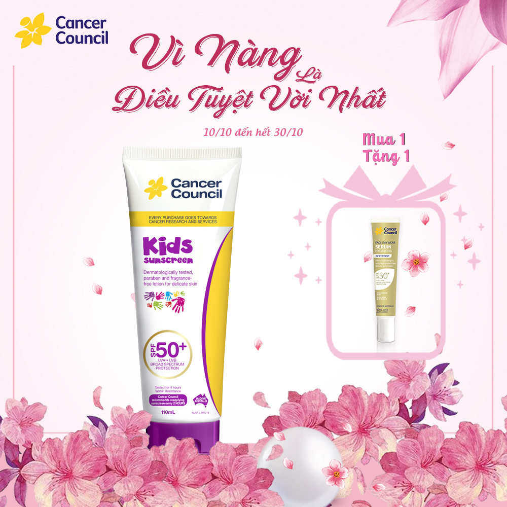 Kem chông nắng trẻ em Cancer Council Kids SPF 50+/PA ++++ 110ml