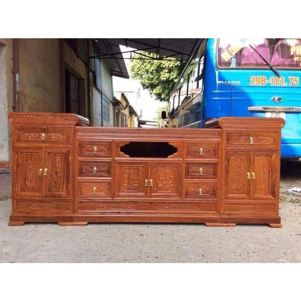 Kệ tivi mõ gỗ hương đá