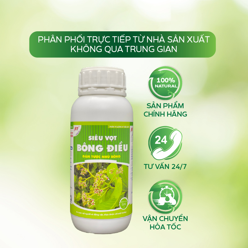 Phân Bón Hữu Cơ AT Đậm Đặc 500ml Siêu Vọt Bông Điều Giúp Tược Hoa Vươn Dài, Siêu Ra Bông Trị Bệnh Đen Hoa Tăng Tỷ Lệ Đậu