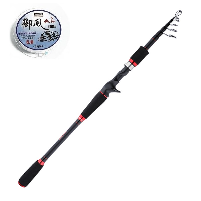 Bộ cần câu cá carbon 2m1 - Kèm máy kim loại ngang câu lure - Tặng kèm Cước BLC13 " Giao Máy Màu Ngẫu Nhiên "