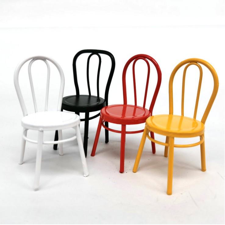 KHO-HN * Mô hình ghế đẩu có tựa lưng bằng sắt cho búp bê BJD, trang trí tiểu cảnh, DIY