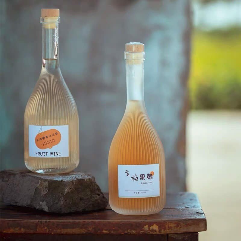 Chai Thủy Tinh 500ml Đựng Mật Ong, Đựng Rượu Nút Gỗ Chắc Chắn - Chai Trong, Chai Mờ