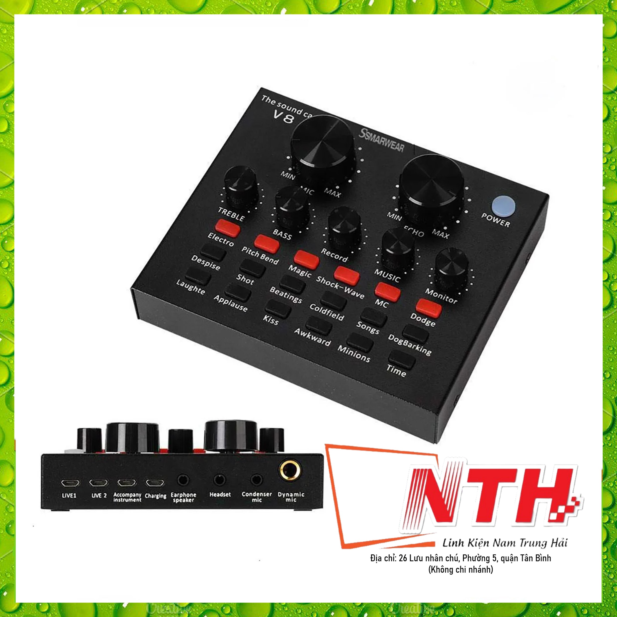 Soundcard V8 Bluetooth thu âm -Ngôn ngữ tiếng Anh