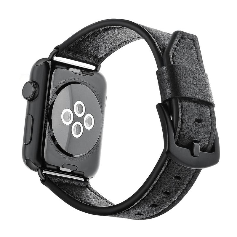 Dây đồng hồ Apple Watch, dây da 08 lưỡi dao khóa thép không gỉ cho Apple Watch