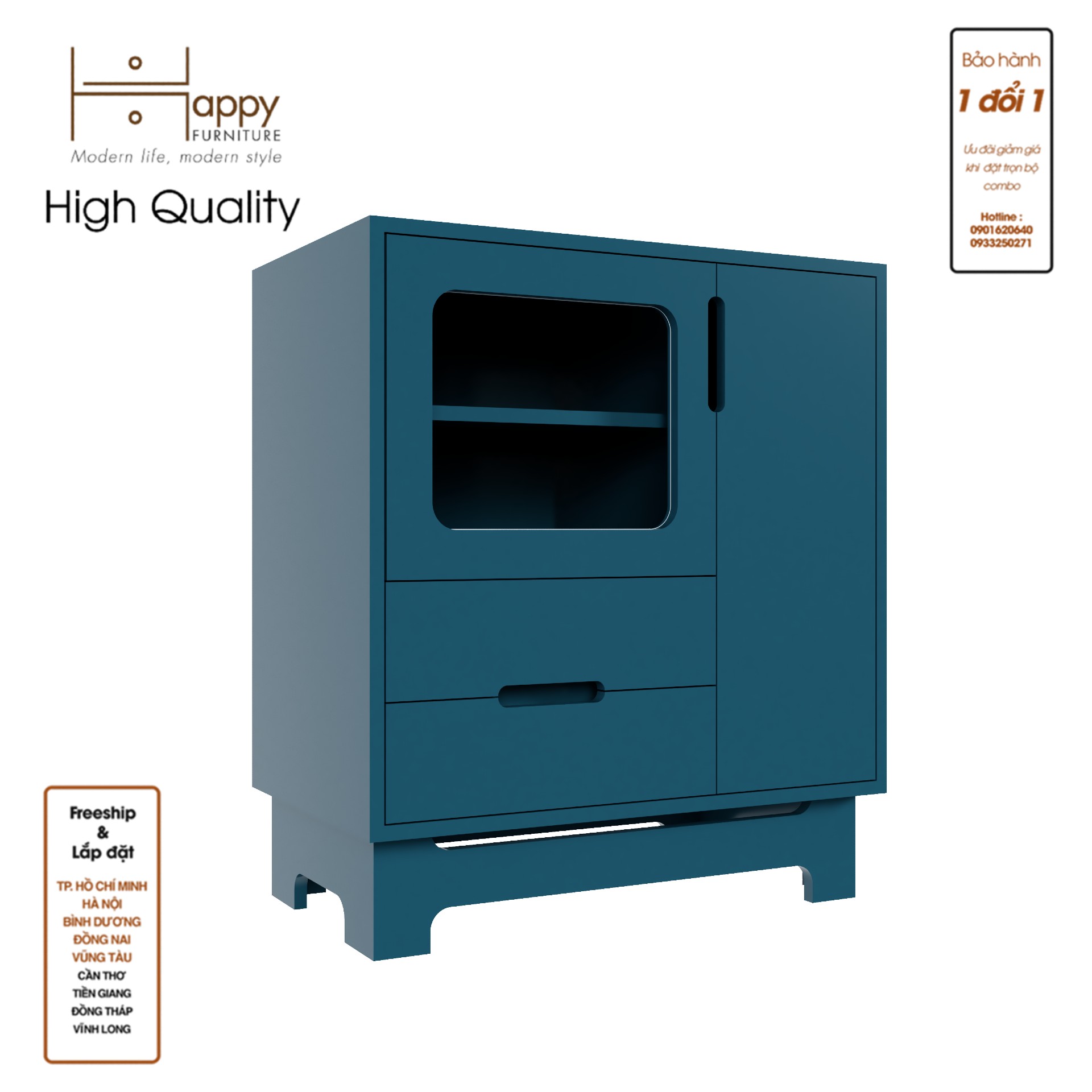 [Happy Home Furniture] MOLLY, Tủ lưu trữ cửa kính 2 cánh mở - 2 ngăn kéo, 72cm x 40cm x 82cm ( DxRxC), TCM_110