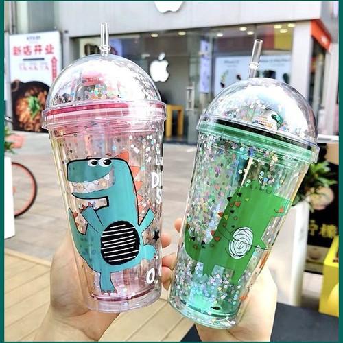 LY PHA LÊ 2 LỚP CÁCH NHIỆT TỐT 450ML KÈM ỐNG HÚT