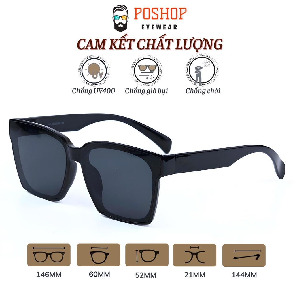 Mắt kính râm cao cấp nam nữ POSHOP chống tia cực tím UV400 thiết kế ôm sát mặt bản to dễ đeo màu sắc thời trang 5006
