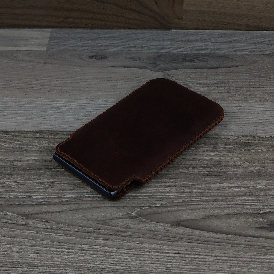 Bao Da Túi Rút dành cho iphone X/XS Da Bò Sáp Màu Nâu Cafe