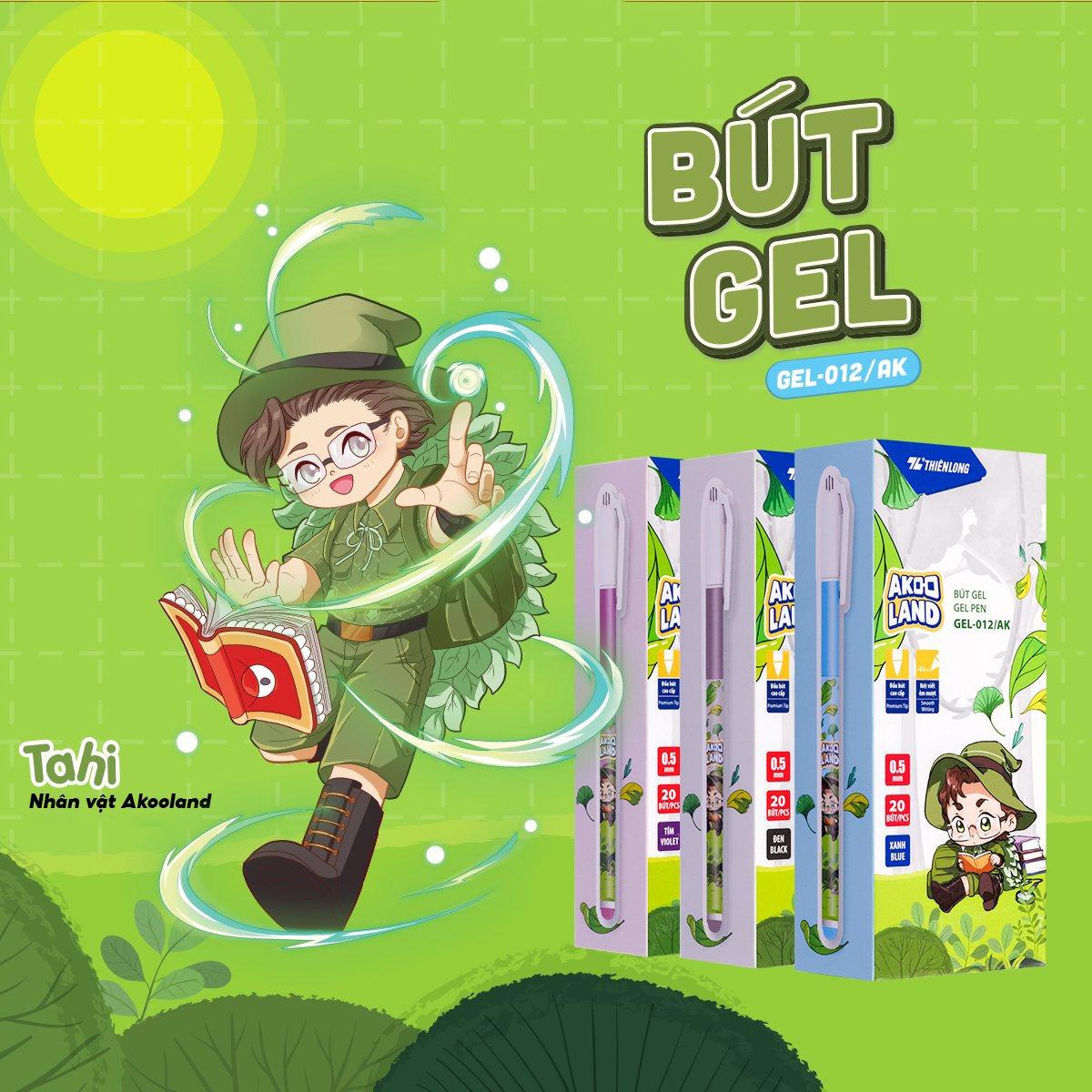 Bút Gel 0.5 mm - Nhân Vật Akooland Tahi - Thiên Long Gel-012/AK - Mực Tím