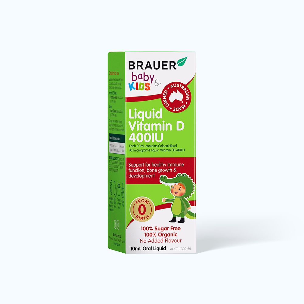 Brauer Baby &amp; Kids Liquid Vitamin D 400IU 10ml - Bổ sung Vitamin D cho trẻ sơ sinh (10ml)