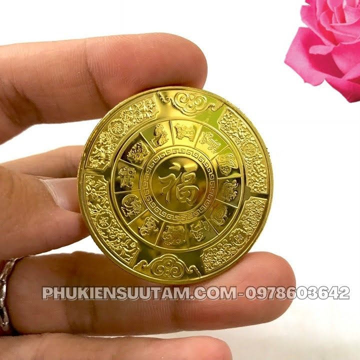 Xu 12 Con Giáp Tuổi Thìn, đường kính: 4cm, màu vàng - SP005821