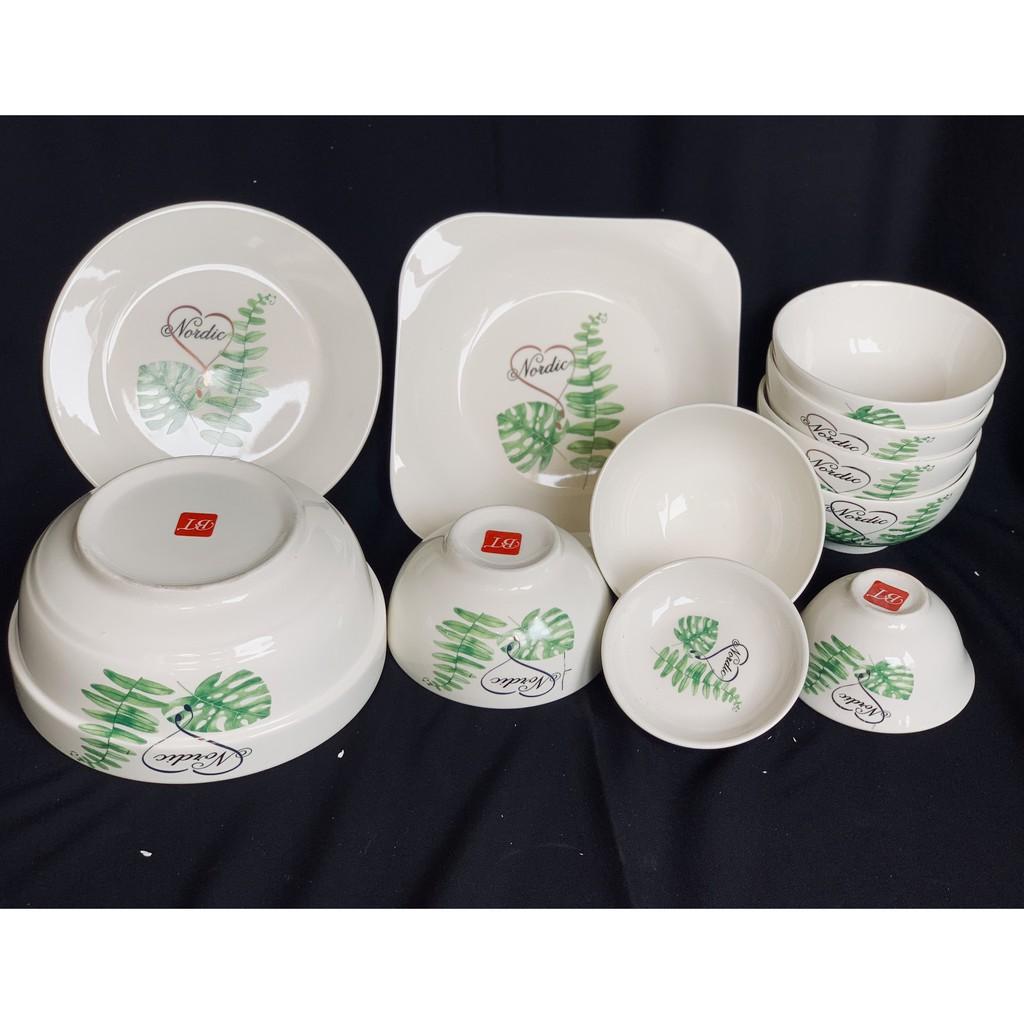 Bộ đồ ăn 11 món bát, đĩa, tô, chén gốm sứ cao cấp ,bộ tô chén,bộ bát đĩa gốm sứ cao cấp