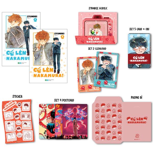 Sách - Bộ Manga - Cố Lên Nakamura - Tập 1 + Tập 2 (Bộ 2 Tập) - Bản Sưu Tầm - Tặng Kèm Set 5 Card Nhân Vật Kèm Obi + Set 2 Clearcard + Set 4 Postcard + Sticker + Standee Acrylic + Phong Bì Đựng Quà
