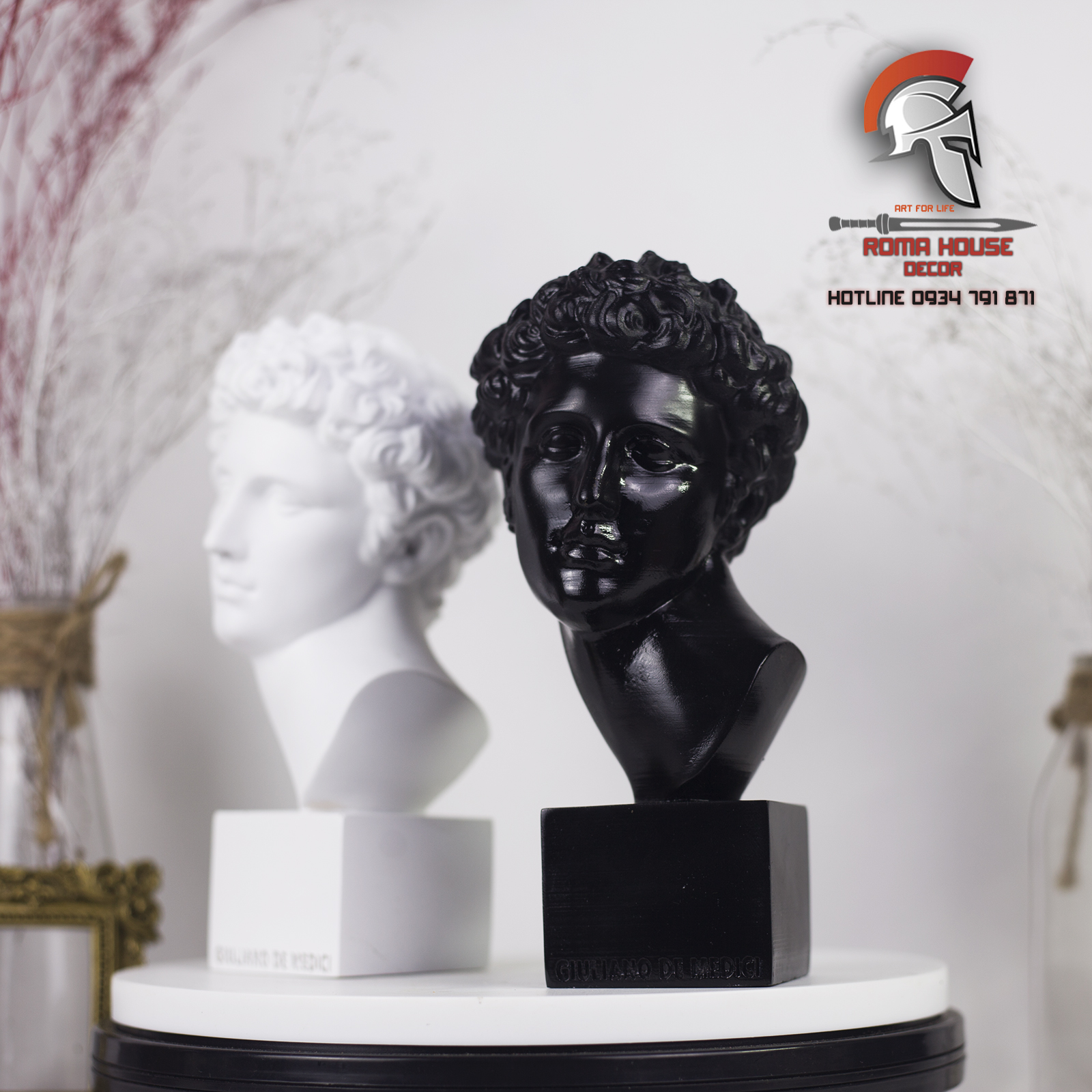Tượng Giuliano De Medici 20cm phong cách cổ điển retro vintage trang trí nhà cửa showroom