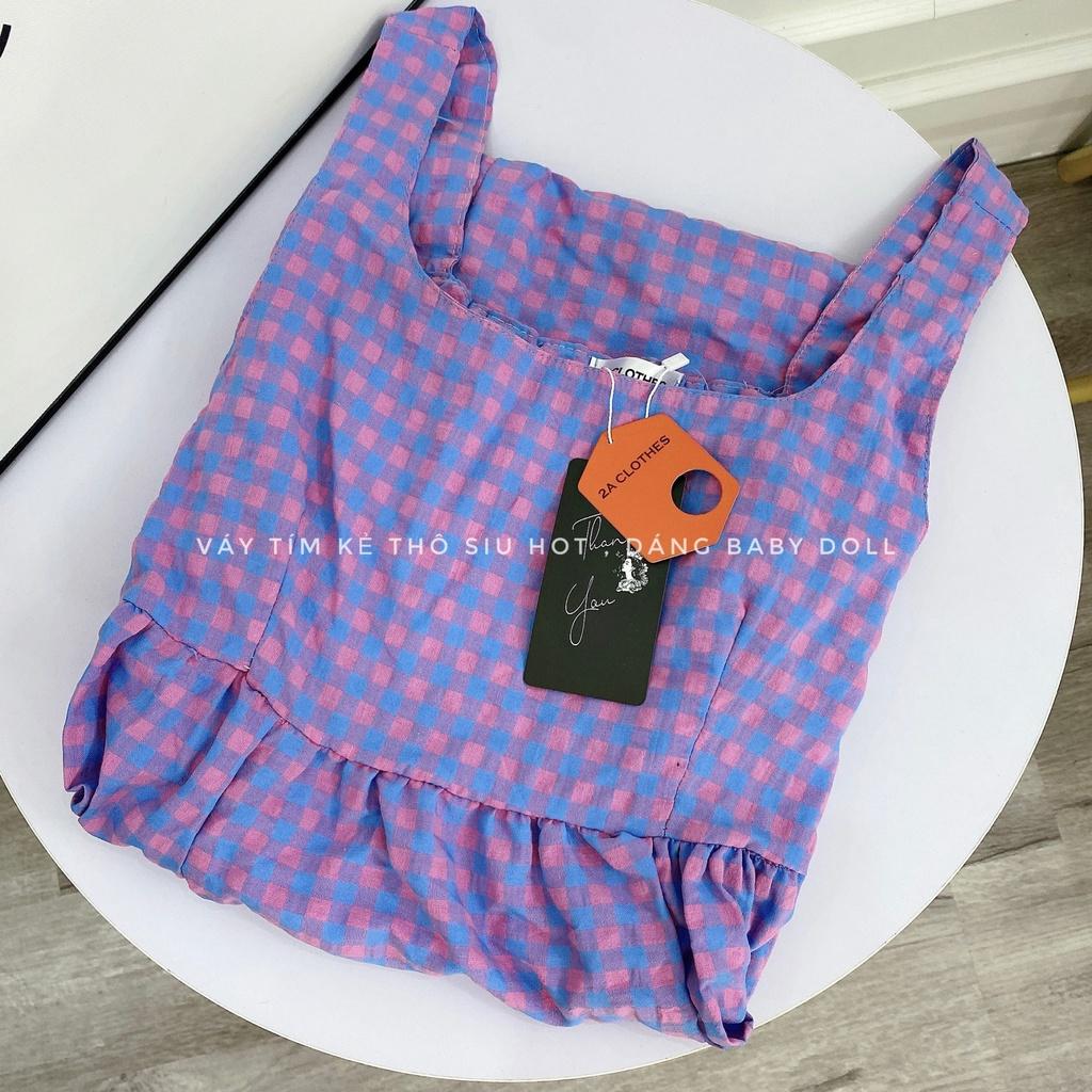 Váy Đầm Babydoll 2S thiết kế dáng bồng chất đũi thô màu tím mộng mơ bầu bí bon chen thoải mái