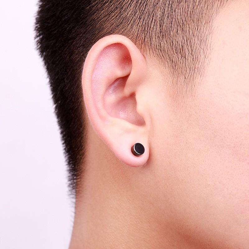 Cặp Khuyên Tai Nam Châm Chấm Tròn Trơn Đơn Giản