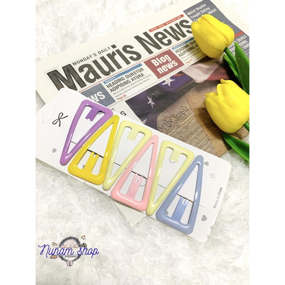 SET6- KẸP BẤM PHỦ BÓNG MÀU PASTEL NHẸ NHÀNG NỮ TÍNH CHO MẸ VÀ BÉ - NUNAM SHOP
