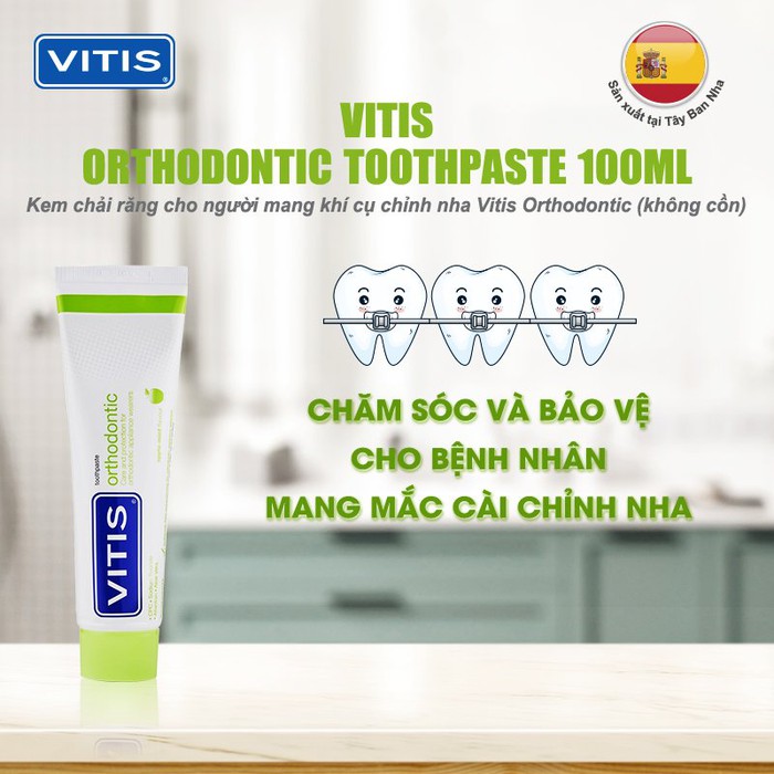 Kem đánh răng cho người chỉnh nha, niềng răng, mang khí cụ chỉnh nha Vitis Orthodontic 100ml