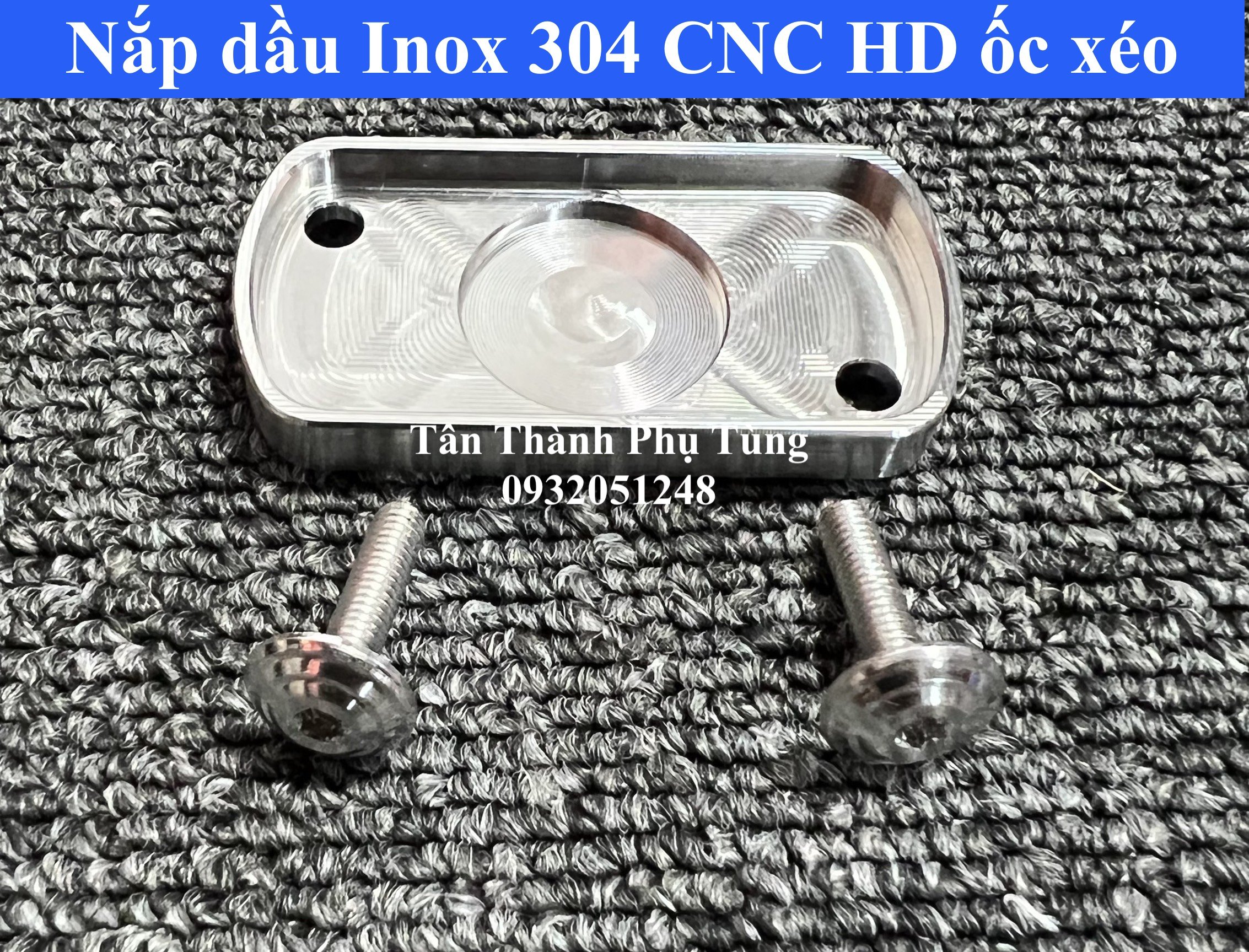Nắp dầu dành cho Honda ốc xéo Inox 304 CNC kèm 2 ốc Salaya