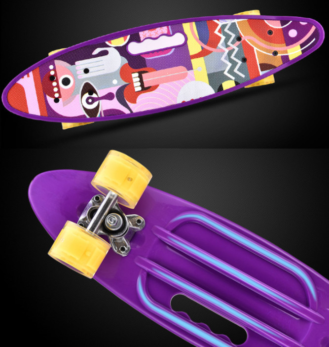 Ván Trượt Skateboard Penny Bánh Xe PU Phát Sáng, Ván Trượt Nhựa PP Chịu Tải Trọng Lớn 150kg, Ván Trượt Dành Cho Thanh Thiếu Niên (giao màu ngẫu nhiên)