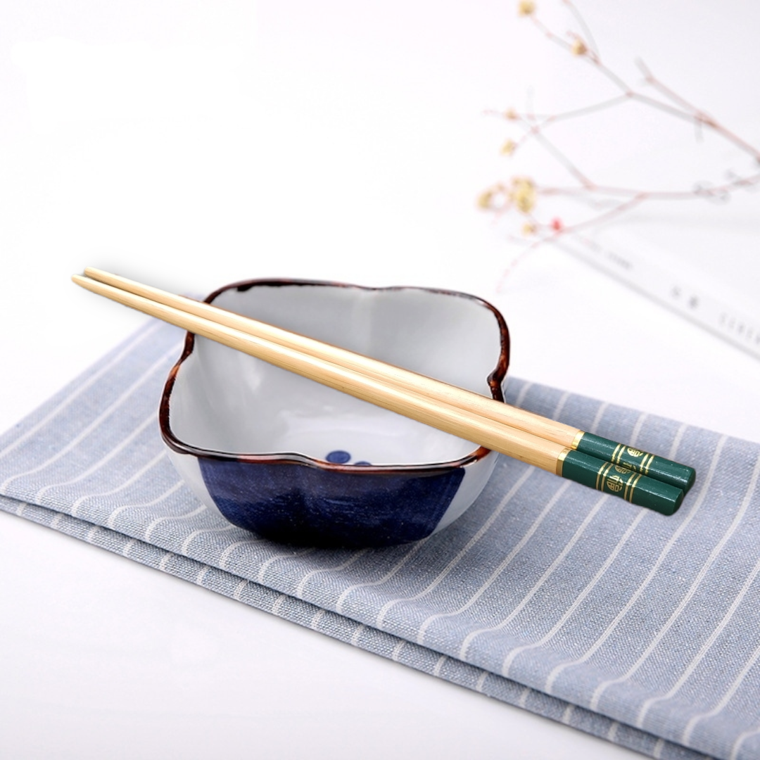 Sét 10 đôi đũa gỗ tre hoa xanh chữ phúc lộc Hàng Xuất Khẩu cao cấp