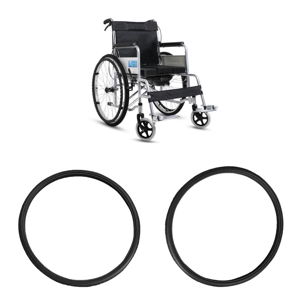 2Pcs Heavy Duty Polyurethane Snap-on Wheelchair Street Tire for 22x1 3/8" Black