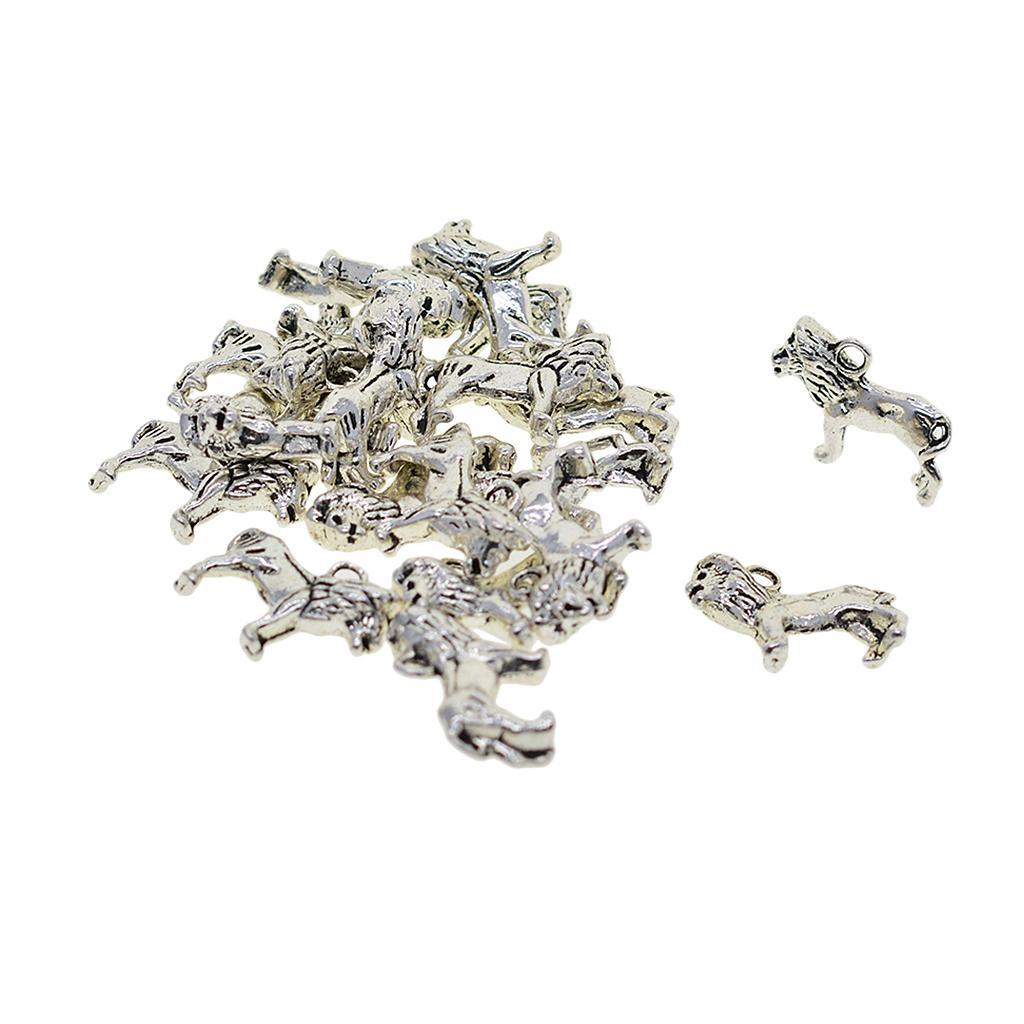 20 Piece Silver Mini Alloy Lion Shaped Charms Pendants DIY Jewelry Making Findings Accessories