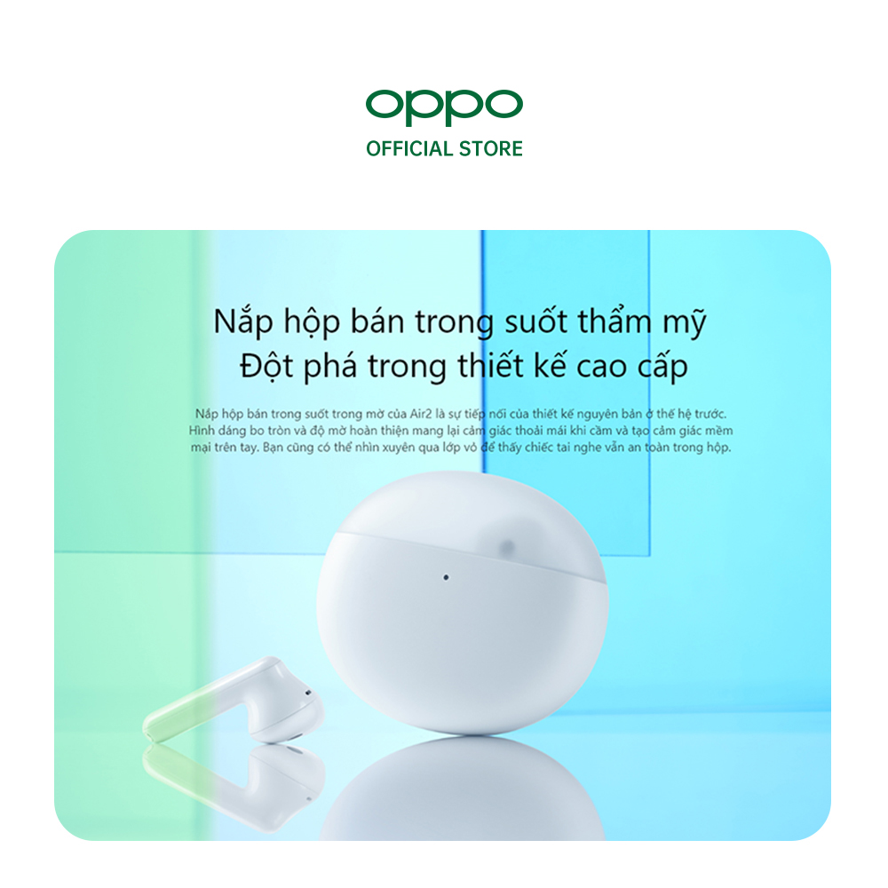 Tai Nghe True Wireless OPPO Enco Air 2 | Chống Ồn Thông Minh Ai | Màng Loa Mạ Titan 13.4mm | Hàng Chính Hãng