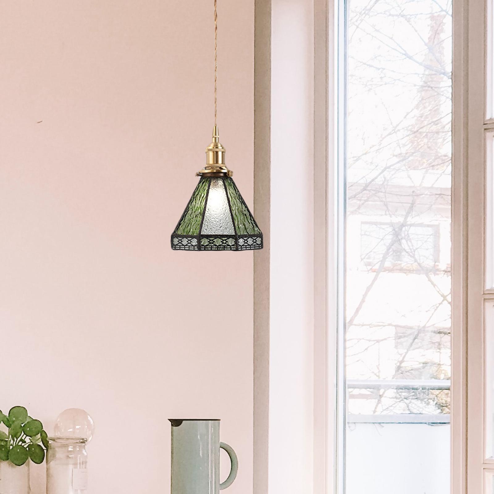 Boho Pendant Light Glass Shade Hanging Chain Ceiling Lights Decorative Pendant Lighting for Kitchen Island Indoor Porch Stairway Living Room